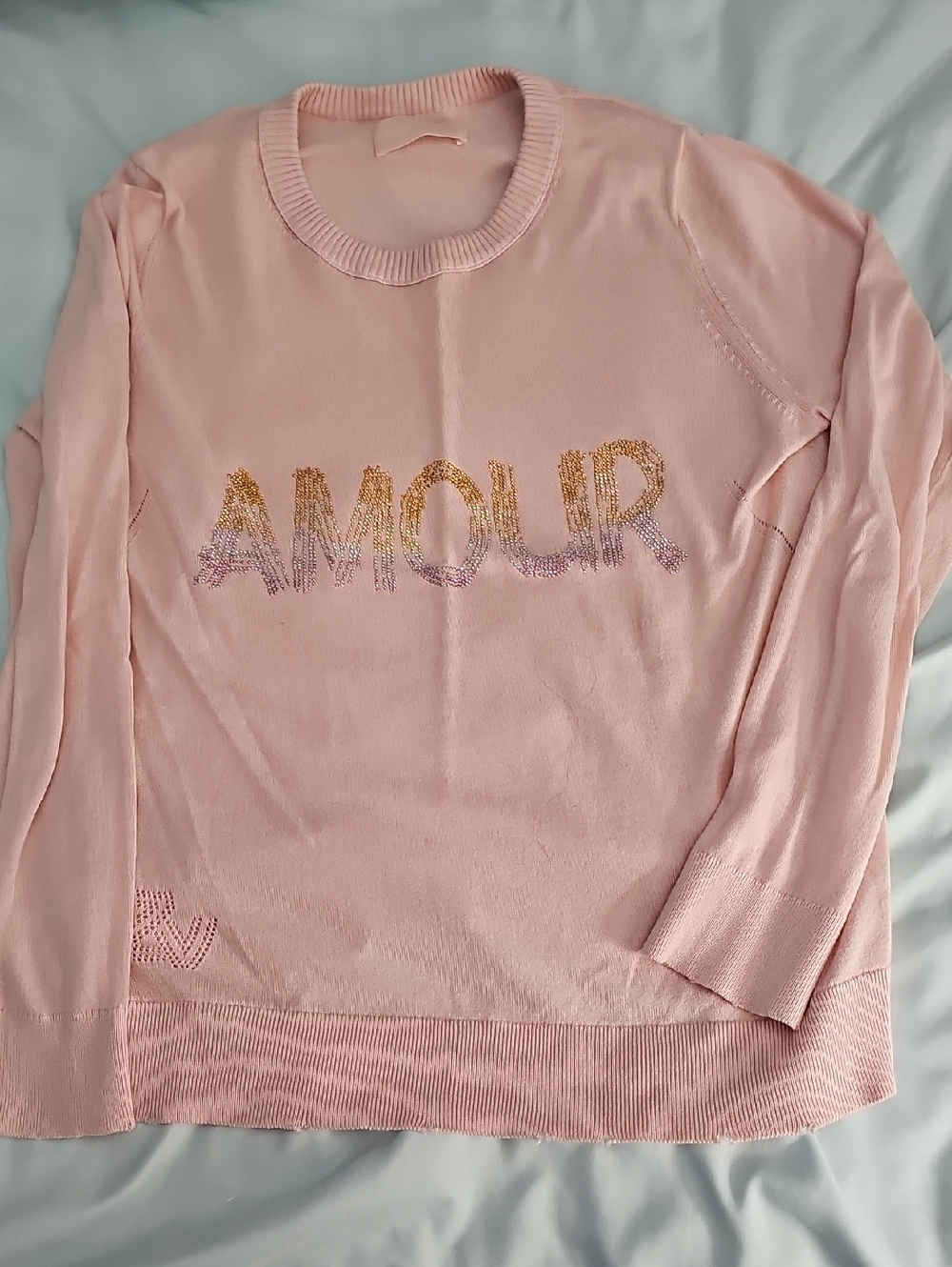Zadig & Voltaire Pink 'AMOUR' Embellished Knit Sweater